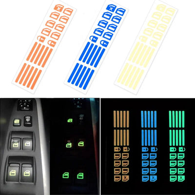 Car Window Button Luminous Sticker Lifter Switch Night Fluorescent Decals Cars Interior Stickers Auto Accessories - Slobuy
