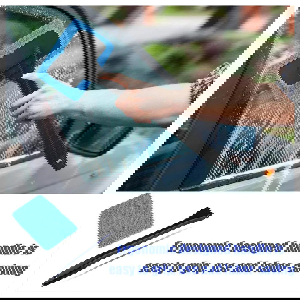 Car Window Cleaner Brush Kit Windshield Cleaning Wash Tool Inside Interior Auto Glass Wiper with Long Handle Car Accessories - Slobuy