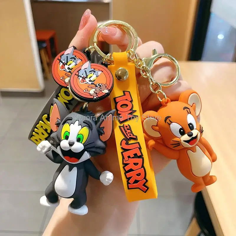 Cartoon Anime Disney Keychain Tom and Jerry Toys Doll Car Cute Keychains Bag Pendant Action Figure Pendant Kids Toys Gifts - Slobuy