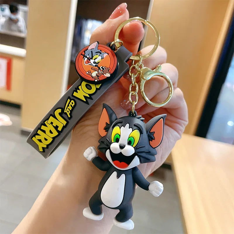 Cartoon Anime Disney Keychain Tom and Jerry Toys Doll Car Cute Keychains Bag Pendant Action Figure Pendant Kids Toys Gifts - Slobuy