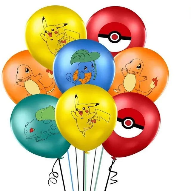 Cartoon Pokemon Pikachu Latex Balloon Set Pikachu Squirtle Charmander Model Balloons Toys Child Birthday Party Supply Decoration - Slobuy