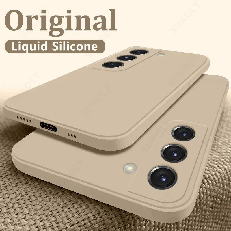 Case For Samsung Galaxy S24 S23 S22 Ultra S21 FE S21 Plus A55 A53 A52S A54 Shockproof Square Liquid Silicone Phone Cover Coque - Slobuy