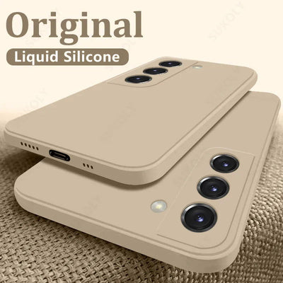 Case For Samsung Galaxy S24 S23 S22 Ultra S21 FE S21 Plus A55 A53 A52S A54 Shockproof Square Liquid Silicone Phone Cover Coque - Slobuy