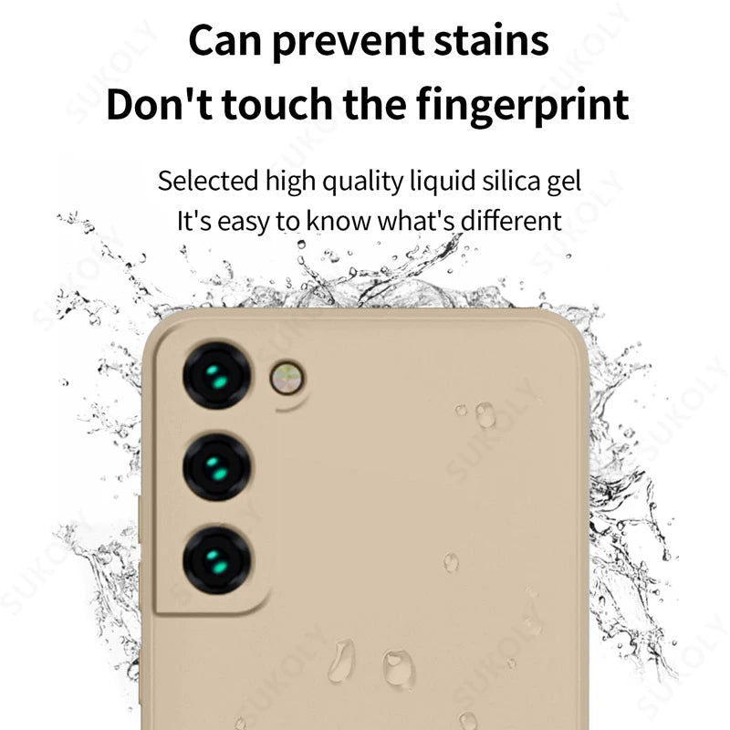 Case For Samsung Galaxy S24 S23 S22 Ultra S21 FE S21 Plus A55 A53 A52S A54 Shockproof Square Liquid Silicone Phone Cover Coque - Slobuy