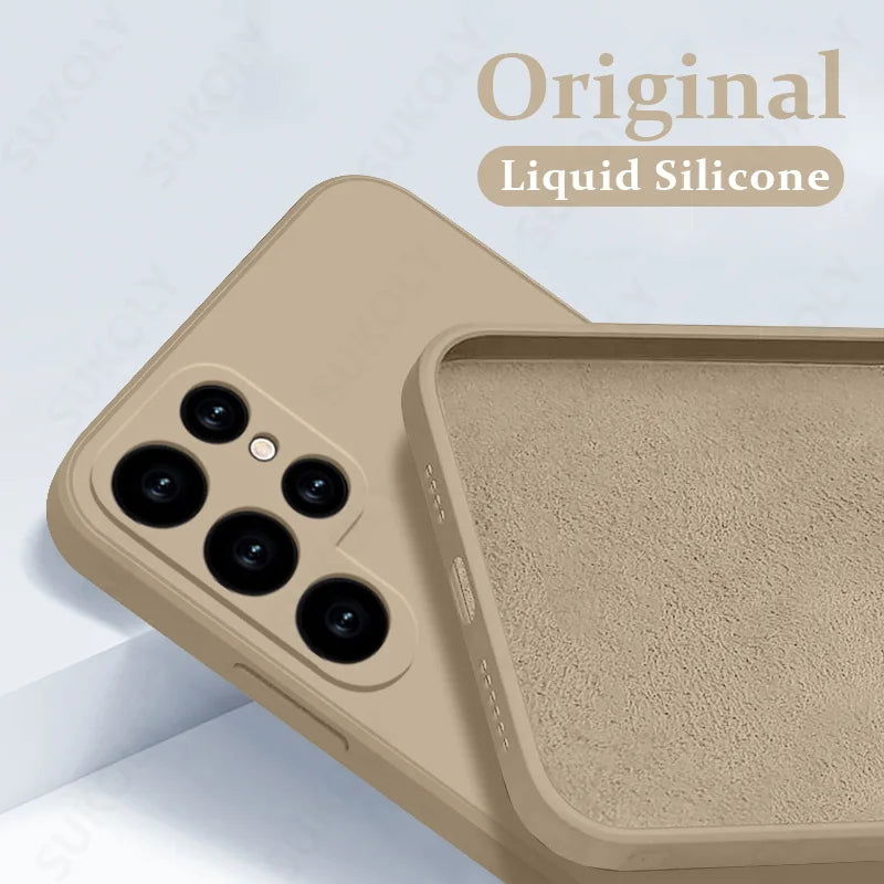 Case For Samsung Galaxy S24 S23 S22 Ultra S21 FE S21 Plus A55 A53 A52S A54 Shockproof Square Liquid Silicone Phone Cover Coque - Slobuy