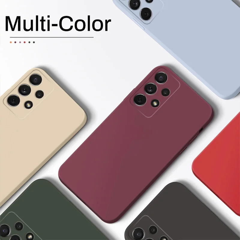 Case For Samsung Galaxy S24 S23 S22 Ultra S21 FE S21 Plus A55 A53 A52S A54 Shockproof Square Liquid Silicone Phone Cover Coque - Slobuy