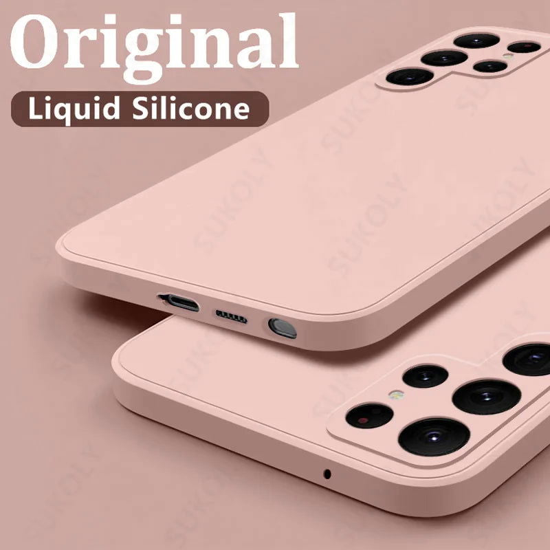 Case For Samsung Galaxy S24 S23 S22 Ultra S21 FE S21 Plus A55 A53 A52S A54 Shockproof Square Liquid Silicone Phone Cover Coque - Slobuy
