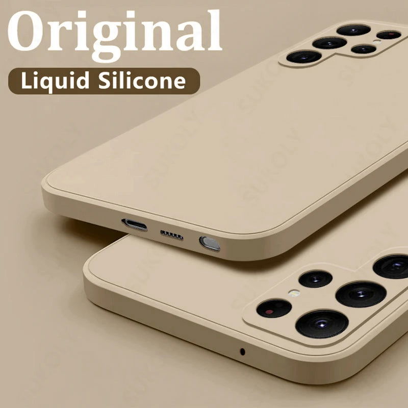Case For Samsung Galaxy S24 S23 S22 Ultra S21 FE S21 Plus A55 A53 A52S A54 Shockproof Square Liquid Silicone Phone Cover Coque - Slobuy