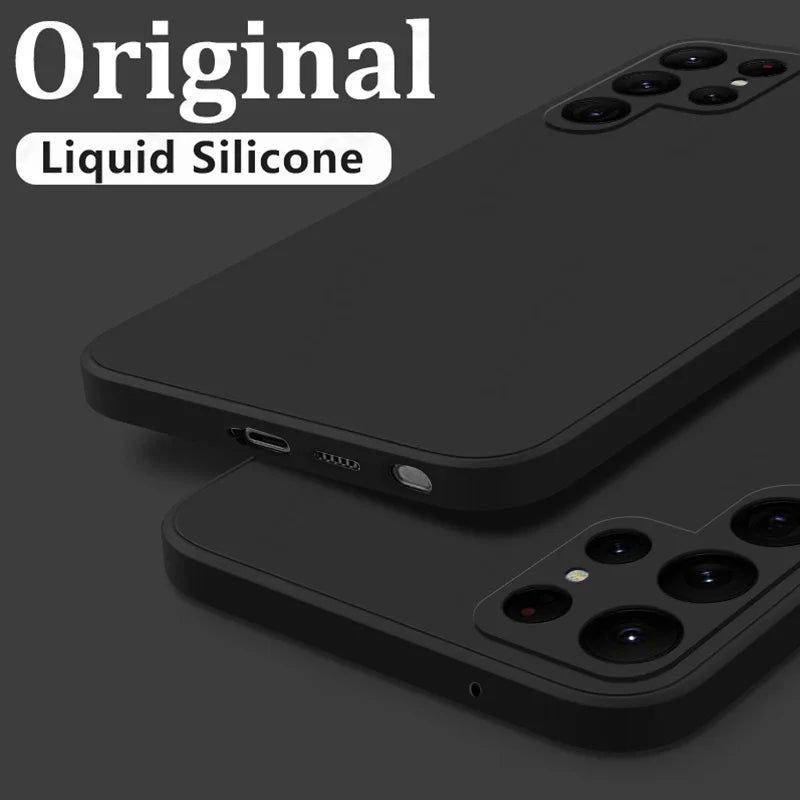 Case For Samsung Galaxy S24 S23 S22 Ultra S21 FE S21 Plus A55 A53 A52S A54 Shockproof Square Liquid Silicone Phone Cover Coque - Slobuy