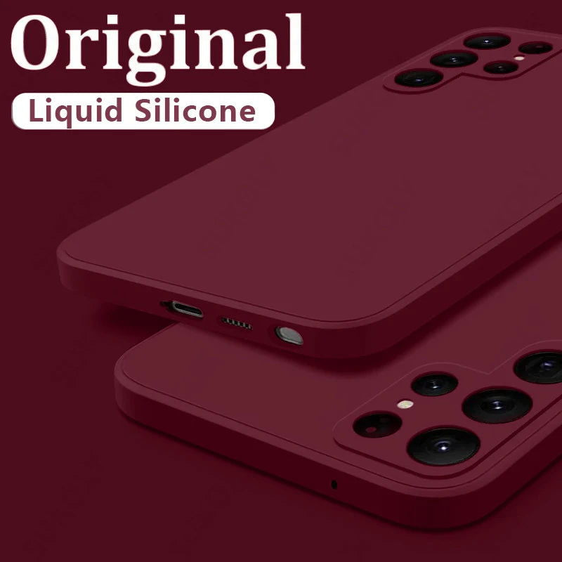 Case For Samsung Galaxy S24 S23 S22 Ultra S21 FE S21 Plus A55 A53 A52S A54 Shockproof Square Liquid Silicone Phone Cover Coque - Slobuy