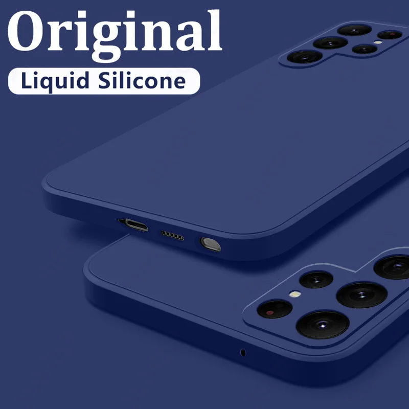 Case For Samsung Galaxy S24 S23 S22 Ultra S21 FE S21 Plus A55 A53 A52S A54 Shockproof Square Liquid Silicone Phone Cover Coque - Slobuy