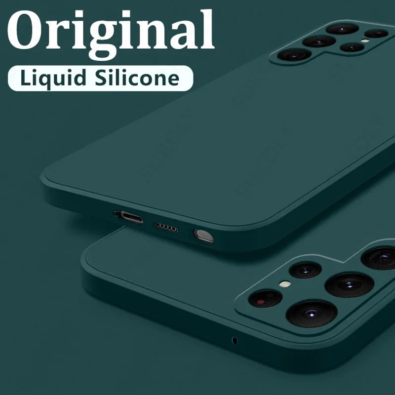 Case For Samsung Galaxy S24 S23 S22 Ultra S21 FE S21 Plus A55 A53 A52S A54 Shockproof Square Liquid Silicone Phone Cover Coque - Slobuy