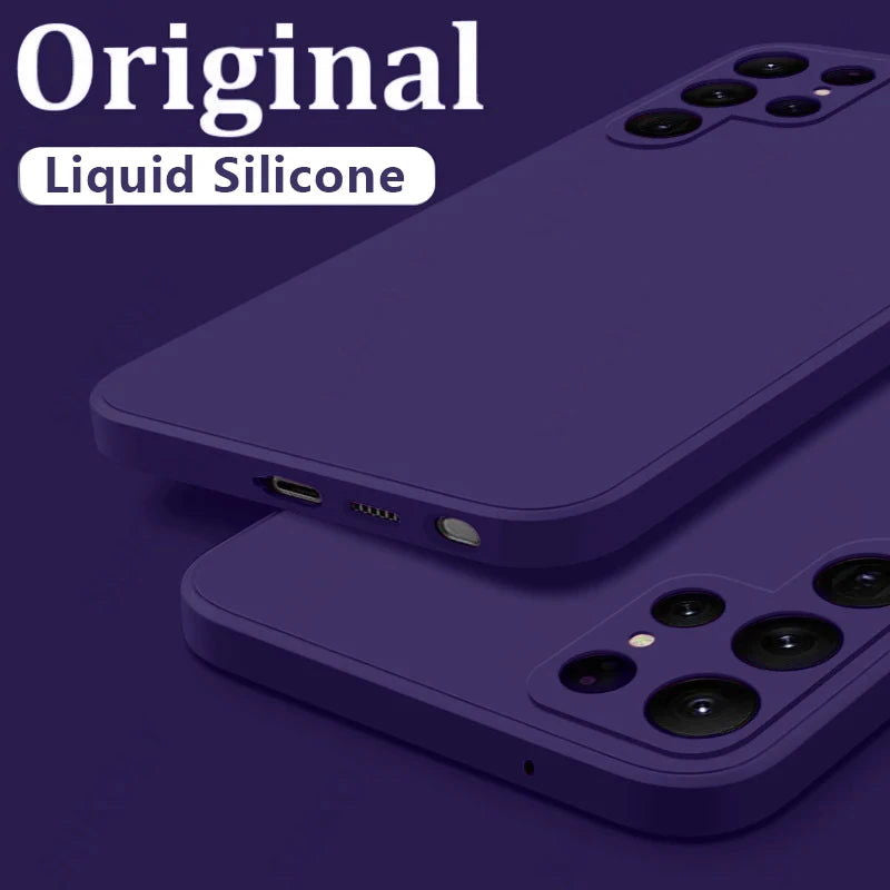Case For Samsung Galaxy S24 S23 S22 Ultra S21 FE S21 Plus A55 A53 A52S A54 Shockproof Square Liquid Silicone Phone Cover Coque - Slobuy