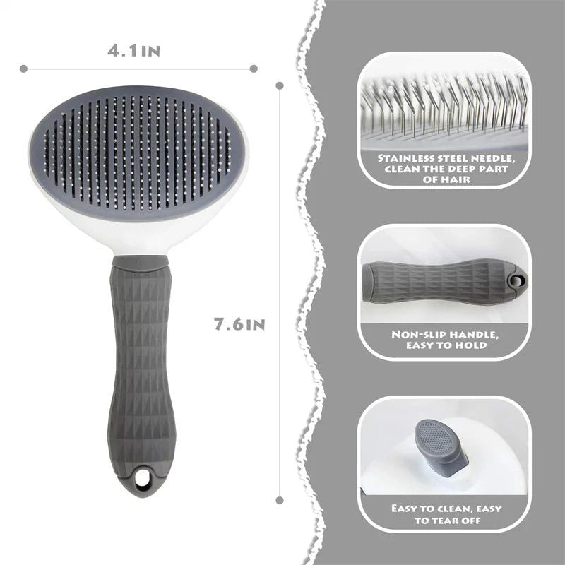Cat Brush Remove Hair Pet Hair Removal Comb for Cats Non-slip Grooming Brush Stainless Steel Dog Combs Brushes Cat Accessories - Slobuy
