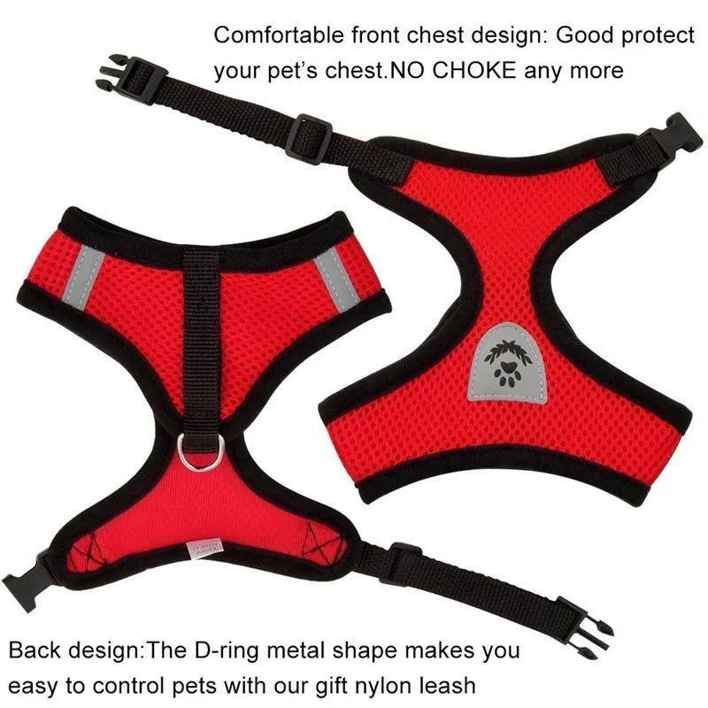 Cat Dog Harness with Lead Leash Adjustable Vest Polyester Mesh Breathable Harnesses Reflective sti for Small Dog Cat accessories - Slobuy
