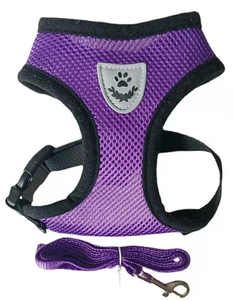 Cat Dog Harness with Lead Leash Adjustable Vest Polyester Mesh Breathable Harnesses Reflective sti for Small Dog Cat accessories - Slobuy
