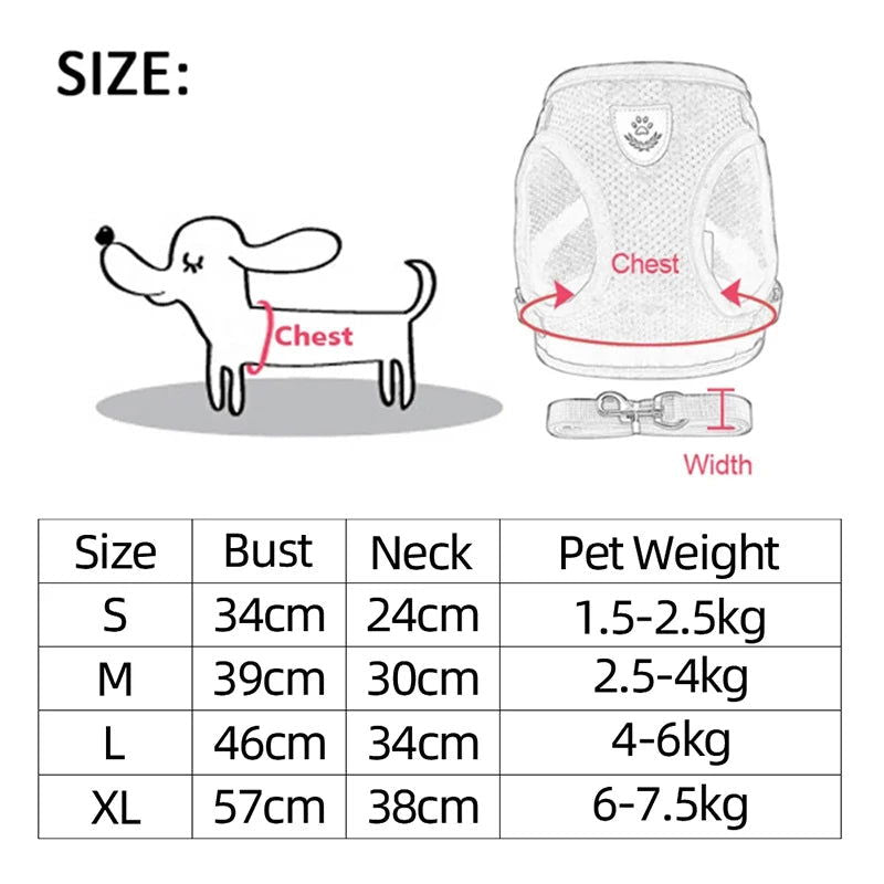 Cat Harness Vest Walking Lead Leash For Puppy Dogs Collar Polyester Adjustable Mesh Dog Harness For Small Medium Pet Accessories - Slobuy