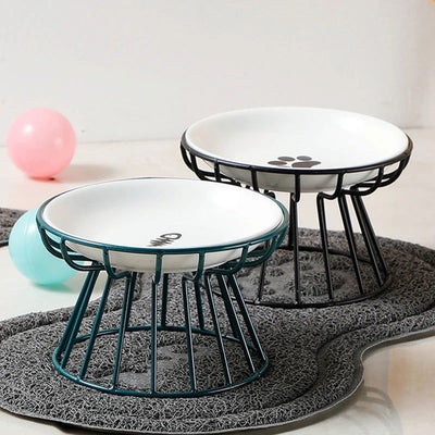 Cat Lift Bowl With Metal Stand Pet Ceramic Food Snacks Feeding Elevated Feeder Kitten Puppy Dish Dog Supplies Accessories - Slobuy