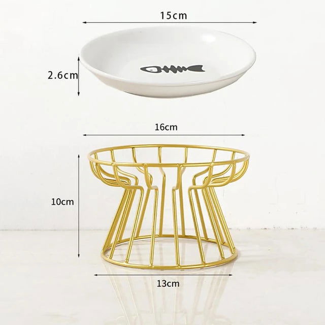 Cat Lift Bowl With Metal Stand Pet Ceramic Food Snacks Feeding Elevated Feeder Kitten Puppy Dish Dog Supplies Accessories - Slobuy