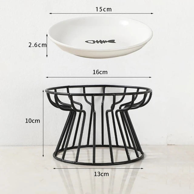 Cat Lift Bowl With Metal Stand Pet Ceramic Food Snacks Feeding Elevated Feeder Kitten Puppy Dish Dog Supplies Accessories - Slobuy
