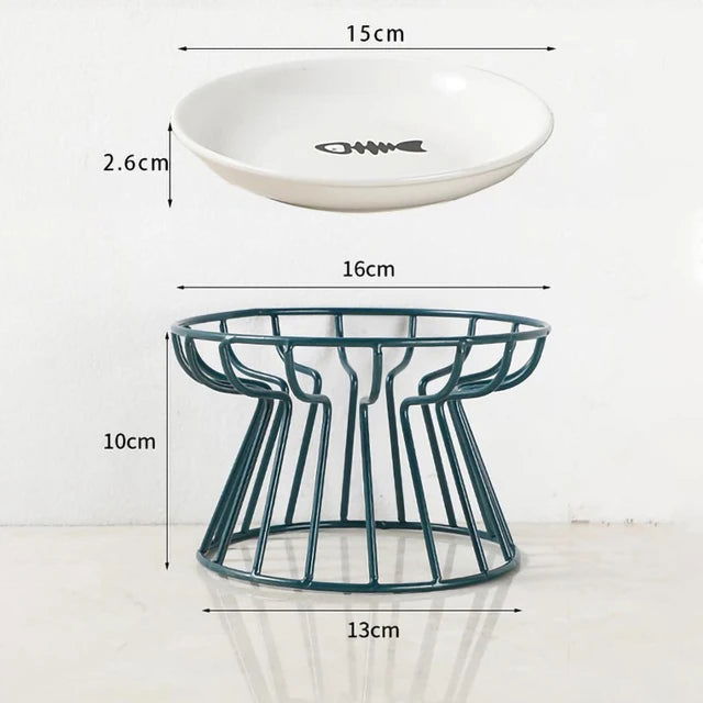 Cat Lift Bowl With Metal Stand Pet Ceramic Food Snacks Feeding Elevated Feeder Kitten Puppy Dish Dog Supplies Accessories - Slobuy