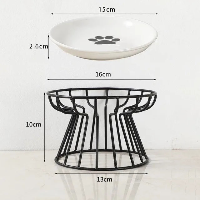 Cat Lift Bowl With Metal Stand Pet Ceramic Food Snacks Feeding Elevated Feeder Kitten Puppy Dish Dog Supplies Accessories - Slobuy