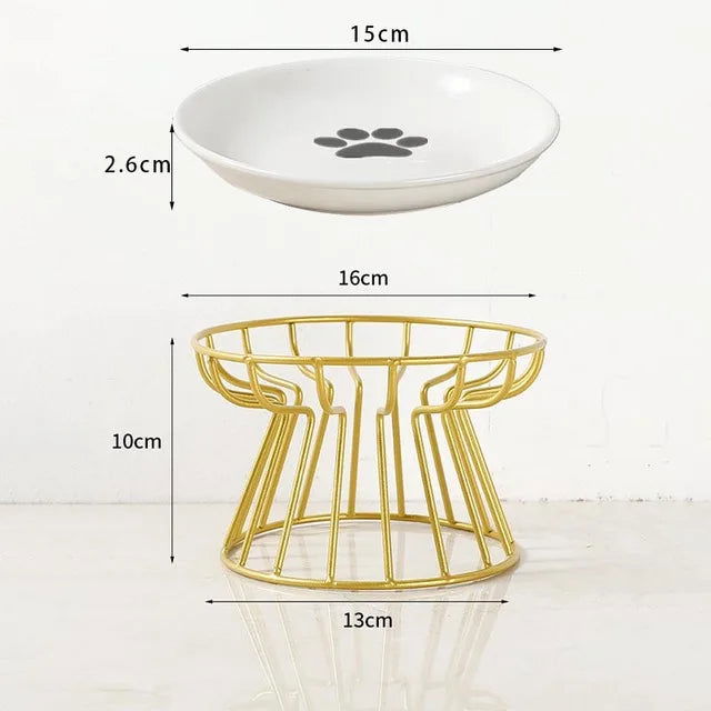 Cat Lift Bowl With Metal Stand Pet Ceramic Food Snacks Feeding Elevated Feeder Kitten Puppy Dish Dog Supplies Accessories - Slobuy