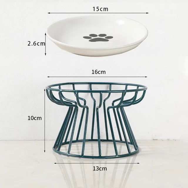 Cat Lift Bowl With Metal Stand Pet Ceramic Food Snacks Feeding Elevated Feeder Kitten Puppy Dish Dog Supplies Accessories - Slobuy