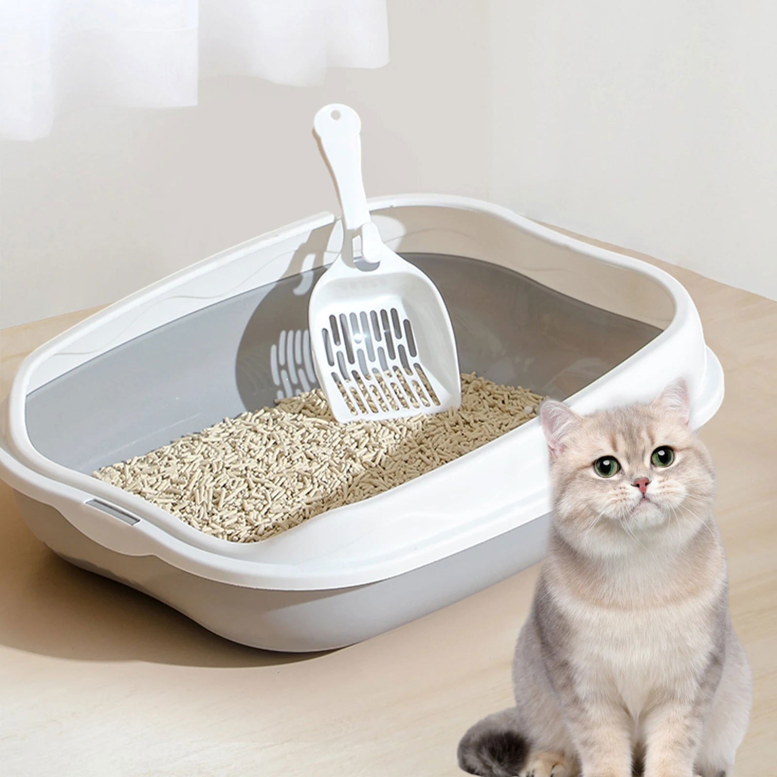 Cat Litter Box Portable Bedpan Removable Semi Closed Kitty Litter Pan Potty Toilet for Rabbit Medium Large Cats Small Animals - Slobuy