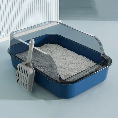 Cat Litter Box Thickening Kitty Sandbox Semi-enclosed High Side Splashproof Pet Bedpans with Litter Scoop Cleaning Cat Supplies - Slobuy