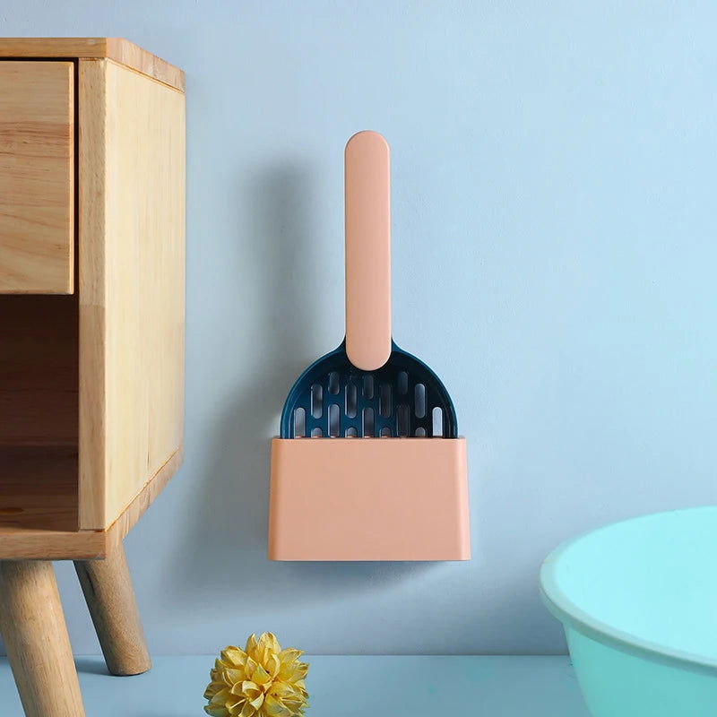 Cat Litter Scoop Plastic Cat Litter Shovel With Base Self Cleaning Cat Litter Box Shovel Kitten Toilet Clean Tools Cat Supplies - Slobuy