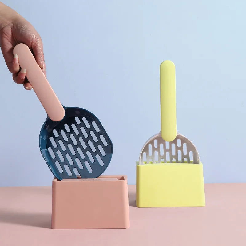 Cat Litter Scoop Plastic Cat Litter Shovel With Base Self Cleaning Cat Litter Box Shovel Kitten Toilet Clean Tools Cat Supplies - Slobuy