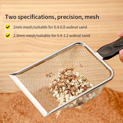 Cat Litter Shovel Stainless Steel Reptile Sand Substrate Shovel Clean Up Feces Fine Mesh Sifter For Bedding - Slobuy
