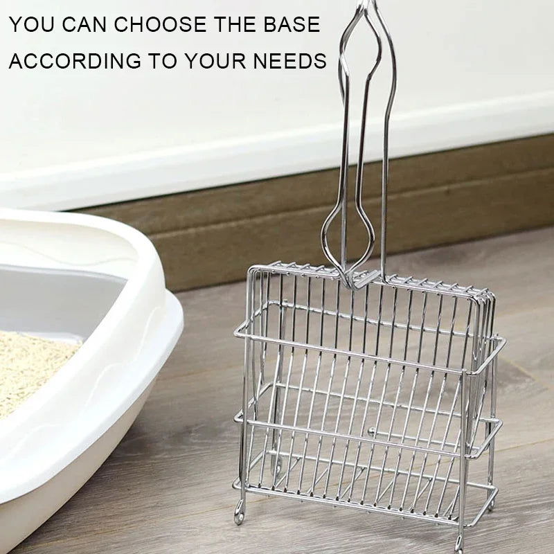 Cat Litter Shovel  Wood Handle Metal Scooper with Hook Portable Stainless Steel Sifting Kitten Toilet Cleaning Tool Pet Products - Slobuy