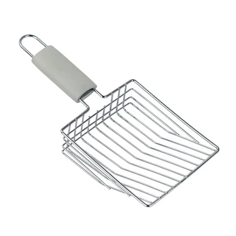 Cat Litter Shovel  Wood Handle Metal Scooper with Hook Portable Stainless Steel Sifting Kitten Toilet Cleaning Tool Pet Products - Slobuy