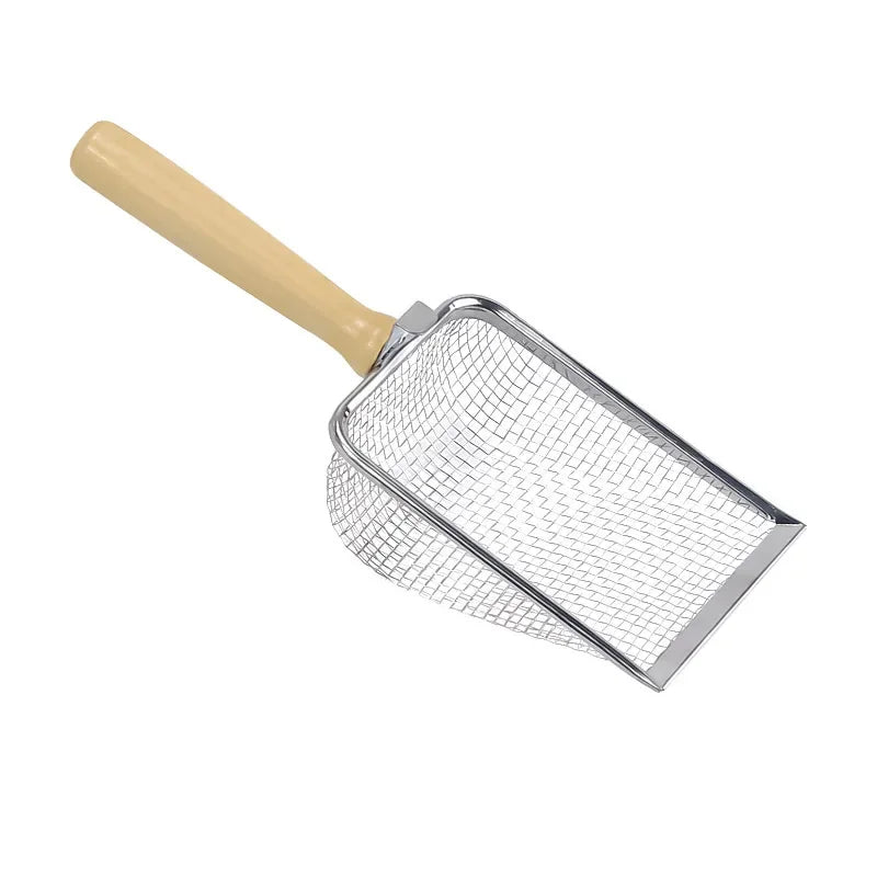 Cat Litter Shovel  Wood Handle Metal Scooper with Hook Portable Stainless Steel Sifting Kitten Toilet Cleaning Tool Pet Products - Slobuy