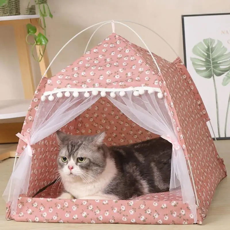 Cat Nest Portable Folding Pet Tent Cat House Cage For Cat Tent Playpen Puppy Kennel Easy Operation Fence With Screen Door - Slobuy