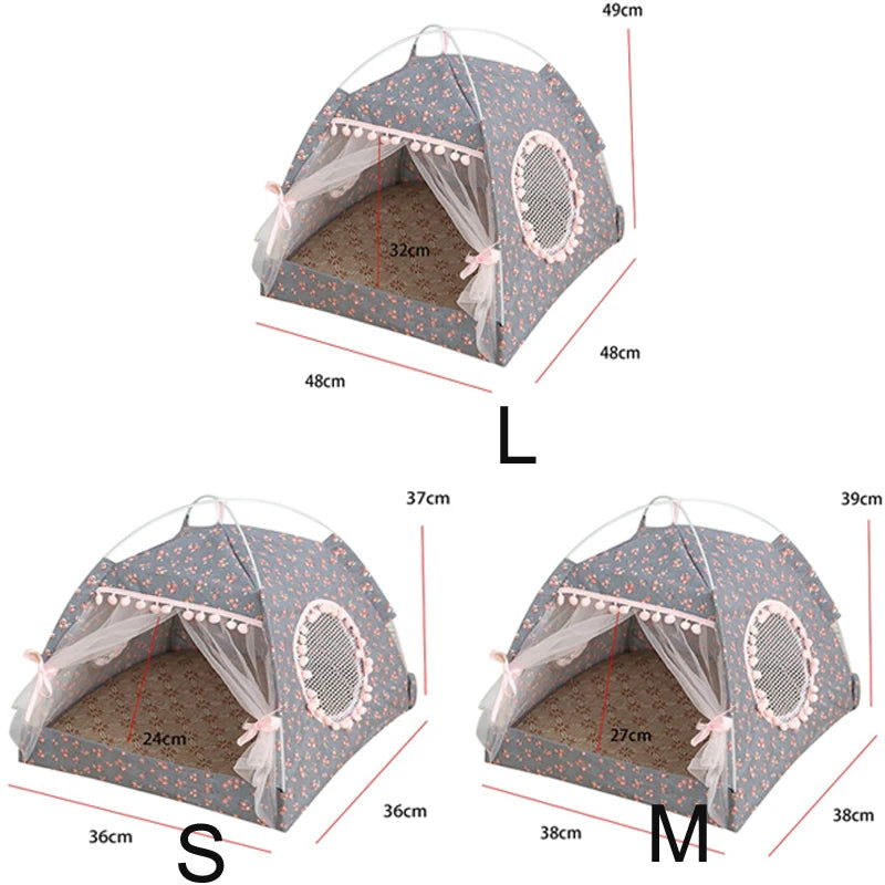 Cat Tent Bed Pet Products The General Teepee Closed Cozy Hammock With Floors Cat House Pet Small Dog House Accessories Products - Slobuy