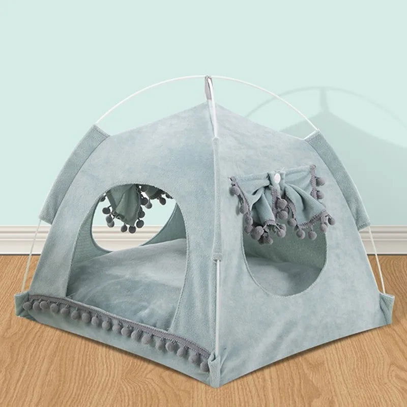 Cat Tent Bed Pet Products The General Teepee Closed Cozy Hammock With Floors Cat House Pet Small Dog House Accessories Products - Slobuy