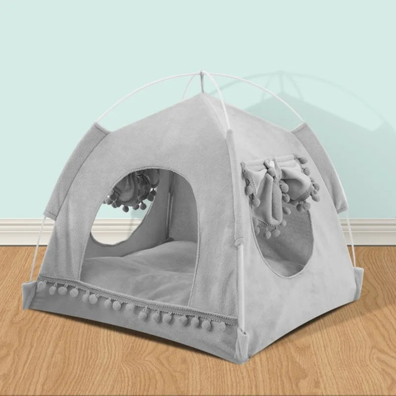 Cat Tent Bed Pet Products The General Teepee Closed Cozy Hammock With Floors Cat House Pet Small Dog House Accessories Products - Slobuy