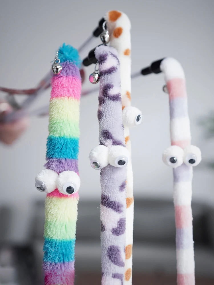 Cat Toy Feather Cat Teaser Wand Cat Interactive Toy Funny Caterpillar Colorful Rod Teaser Wand Pet Cat Supplies Cat Accessory - Slobuy