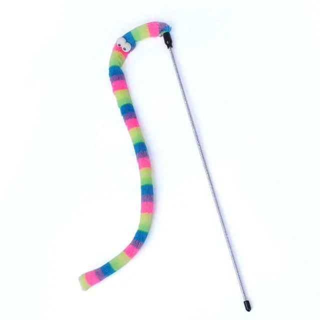 Cat Toy Feather Cat Teaser Wand Cat Interactive Toy Funny Caterpillar Colorful Rod Teaser Wand Pet Cat Supplies Cat Accessory - Slobuy