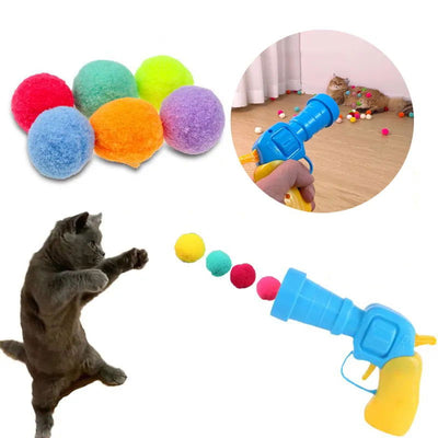 Cat Toys Interactive Launch Training Creative Kittens Mini Pompoms Games Stretch Plush Ball Toys Cat Supplies Pet Accessories - Slobuy