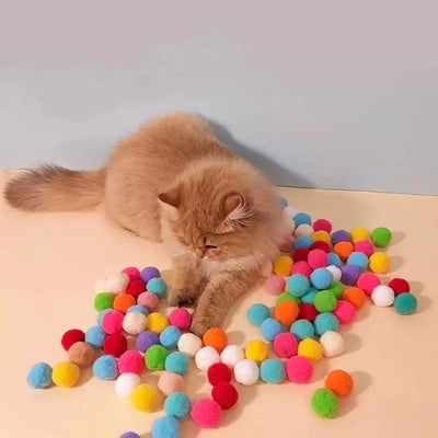 Cat Toys Interactive Launch Training Creative Kittens Mini Pompoms Games Stretch Plush Ball Toys Cat Supplies Pet Accessories - Slobuy
