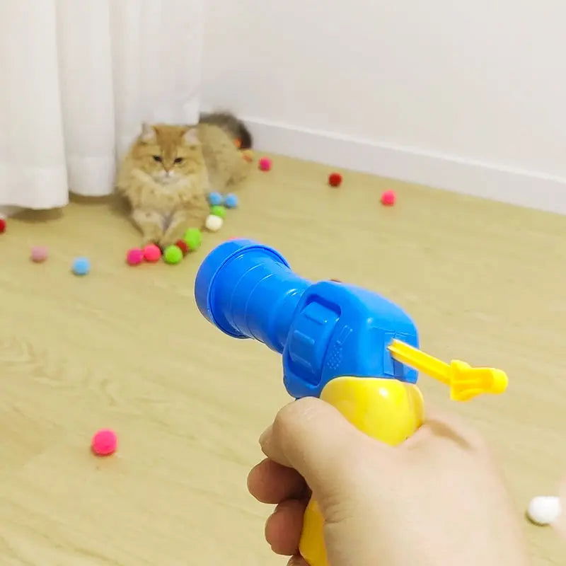 Cat Toys Interactive Launch Training Creative Kittens Mini Pompoms Games Stretch Plush Ball Toys Cat Supplies Pet Accessories - Slobuy