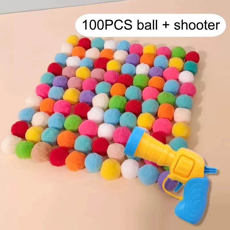 Cat Toys Interactive Launch Training Creative Kittens Mini Pompoms Games Stretch Plush Ball Toys Cat Supplies Pet Accessories - Slobuy