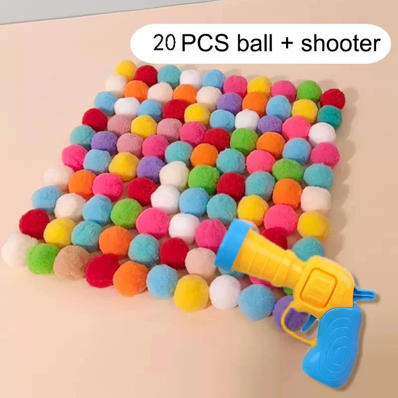 Cat Toys Interactive Launch Training Creative Kittens Mini Pompoms Games Stretch Plush Ball Toys Cat Supplies Pet Accessories - Slobuy