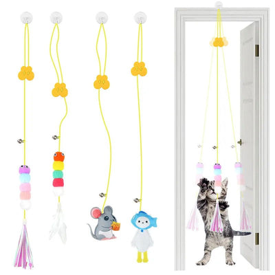Cat Toys Swing Sticky Disc Elastic Hanging Door Teasing Cat Rope Long Rope Teasing Cat Cat Toy Cat Accessories Pet Kitten Toy - Slobuy