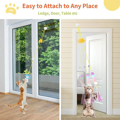 Cat Toys Swing Sticky Disc Elastic Hanging Door Teasing Cat Rope Long Rope Teasing Cat Cat Toy Cat Accessories Pet Kitten Toy - Slobuy