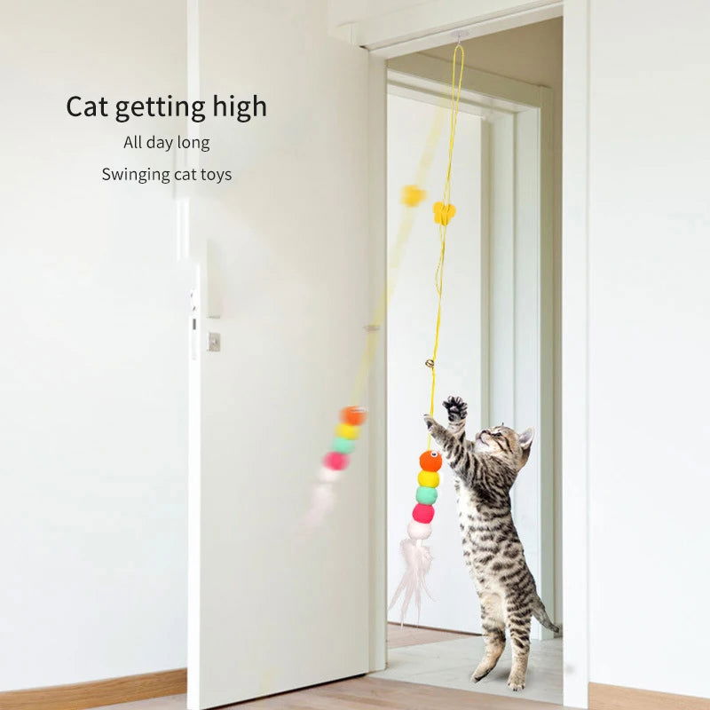 Cat Toys Swing Sticky Disc Elastic Hanging Door Teasing Cat Rope Long Rope Teasing Cat Cat Toy Cat Accessories Pet Kitten Toy - Slobuy